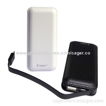 Cager Mobile Power Banks 5,000mAh, Built-in Micro USB Cable